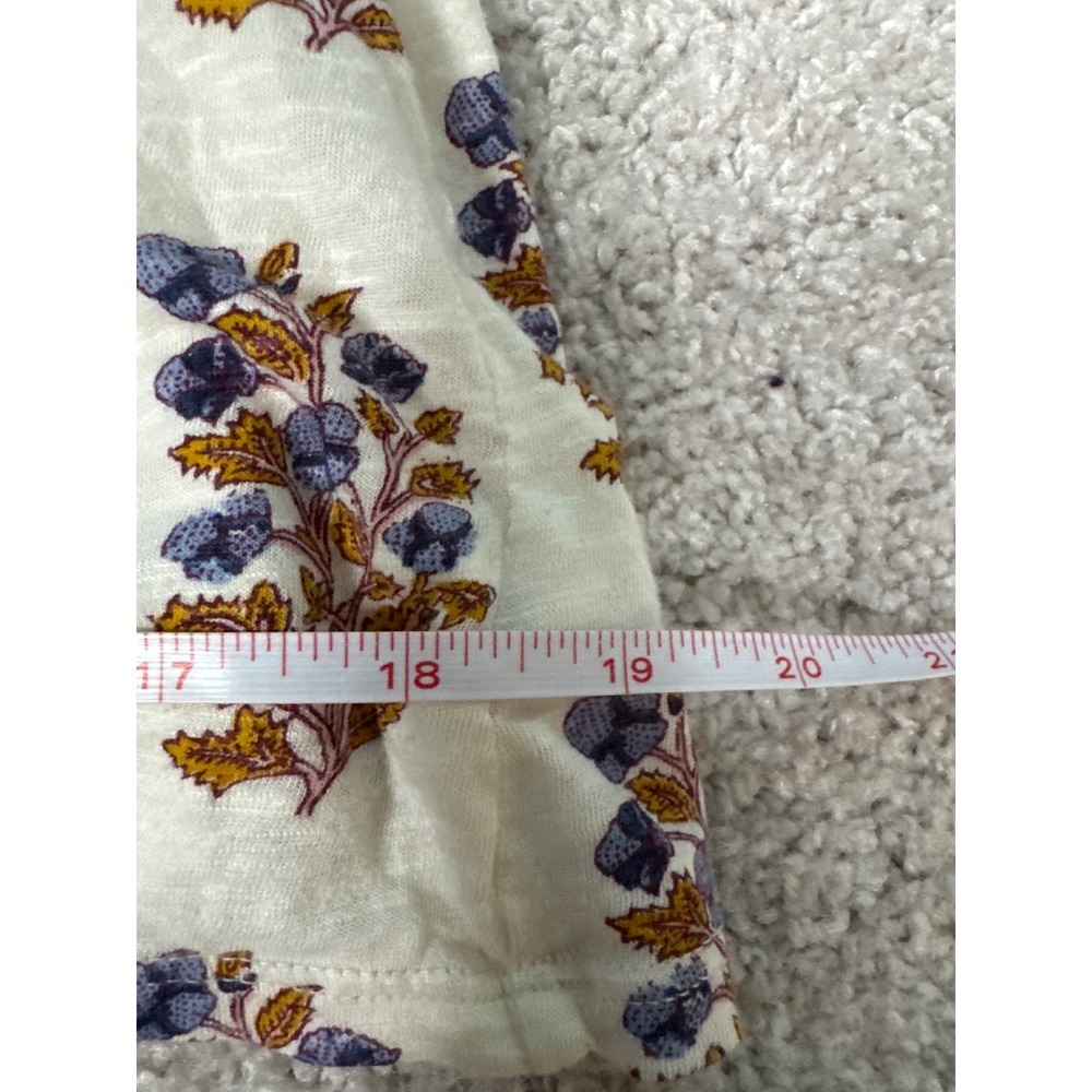 Lucky Brand Floral Peasant Top Womens Large Cream Purple Boho Puff Sleeve - Picture 7 of 8